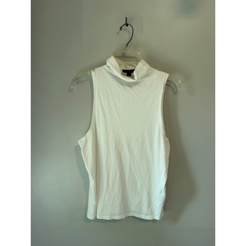 J.Crew Re-Imagined White Cotton Mock Neck Sleeveless Top Tank Large